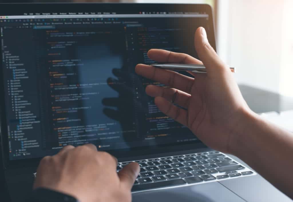 Developer programming a new application