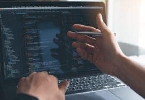 Developer programming a new application